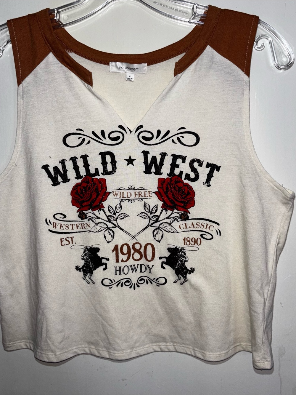 No Comment Women’s Cream & Brown Wild West Graphic Tank